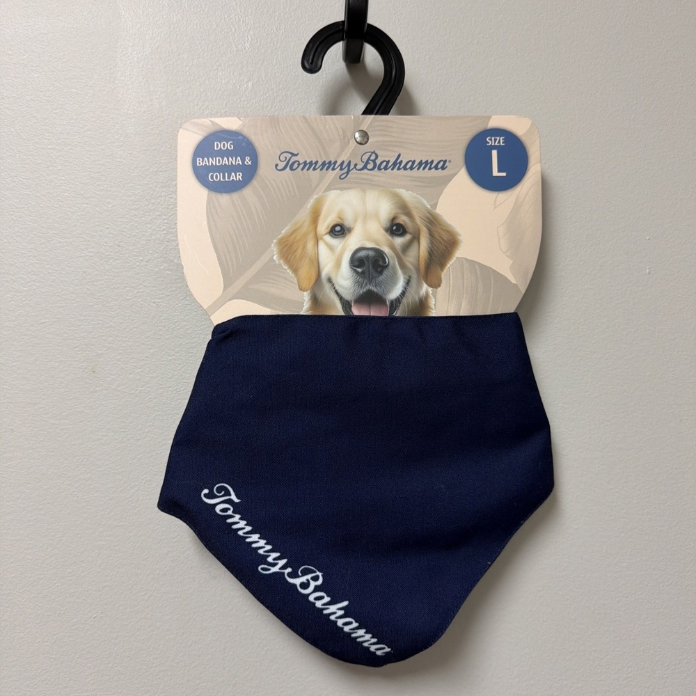 Tommy Bahama Dog Bandana Collar‎ Navy Blue Size Large NWT Pet Accessory
